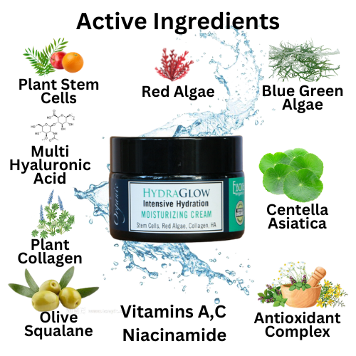 HydraGlow Intensive Hydration Moisturizing Cream with Triple Hyaluronic Acid, Stem Cells, Collagen, Red Algae, Centella.