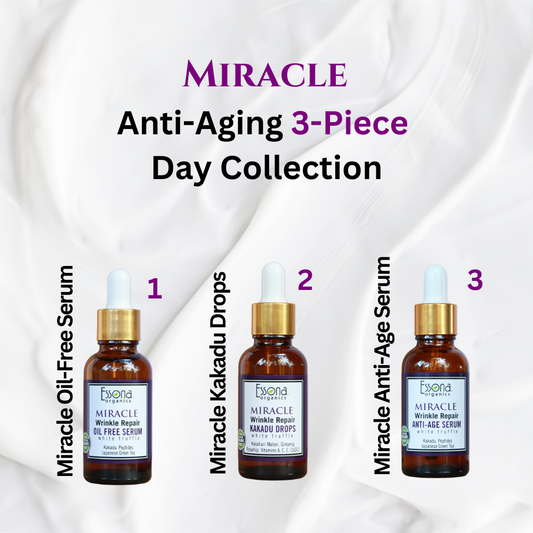 Miracle Anti Aging Serum 3-Piece Kit - Miracle Kakadu Drops, Anti-Aging Serum, Oil Free Serum.