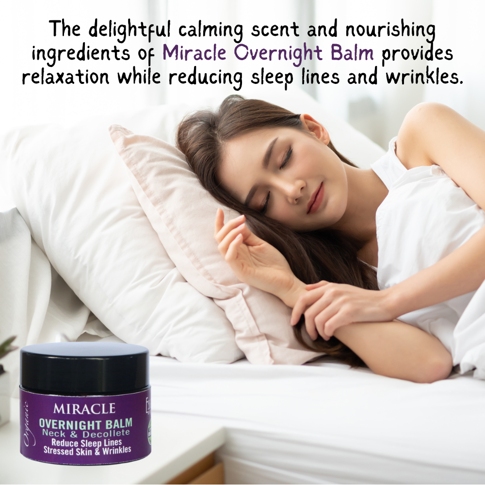 Miracle Wrinkle Repair Neck & Decollete Overnight Balm to Reduce Sleep Lines, Stressed Skin & Wrinkles with Ginseng, Mushrooms, Goji Berry.