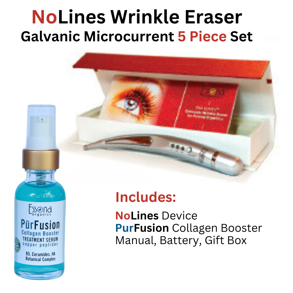 NoLines Galvanic Wrinkle Eraser - Microcurrent, EMS, Ionic - Watch Wrinkles Disappear. 6 Piece Set.