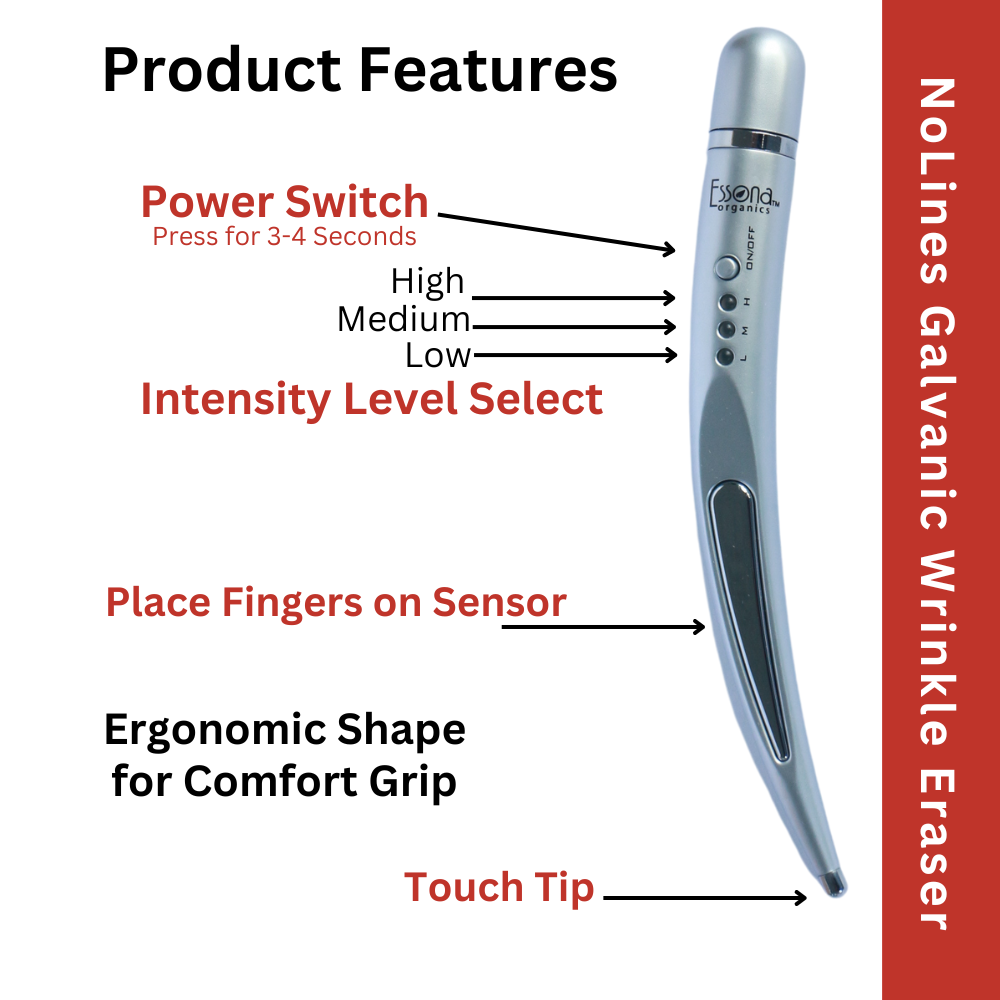 NoLines Galvanic Wrinkle Eraser - Microcurrent, EMS, Ionic - Watch Wrinkles Disappear. 6 Piece Set.