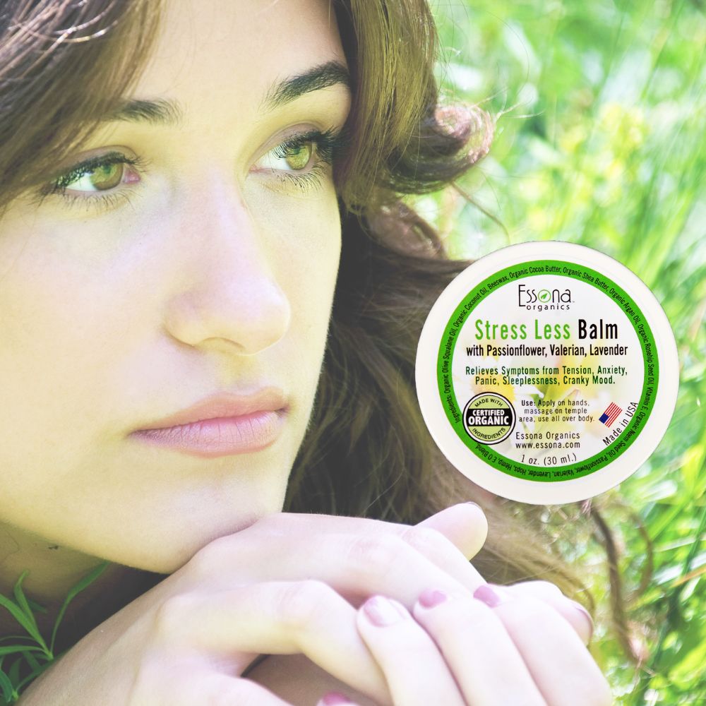 Stress Less Balm with Passionflower, Valerian, Lavender.
