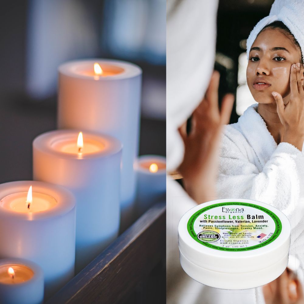 Stress Less Balm with Passionflower, Valerian, Lavender.