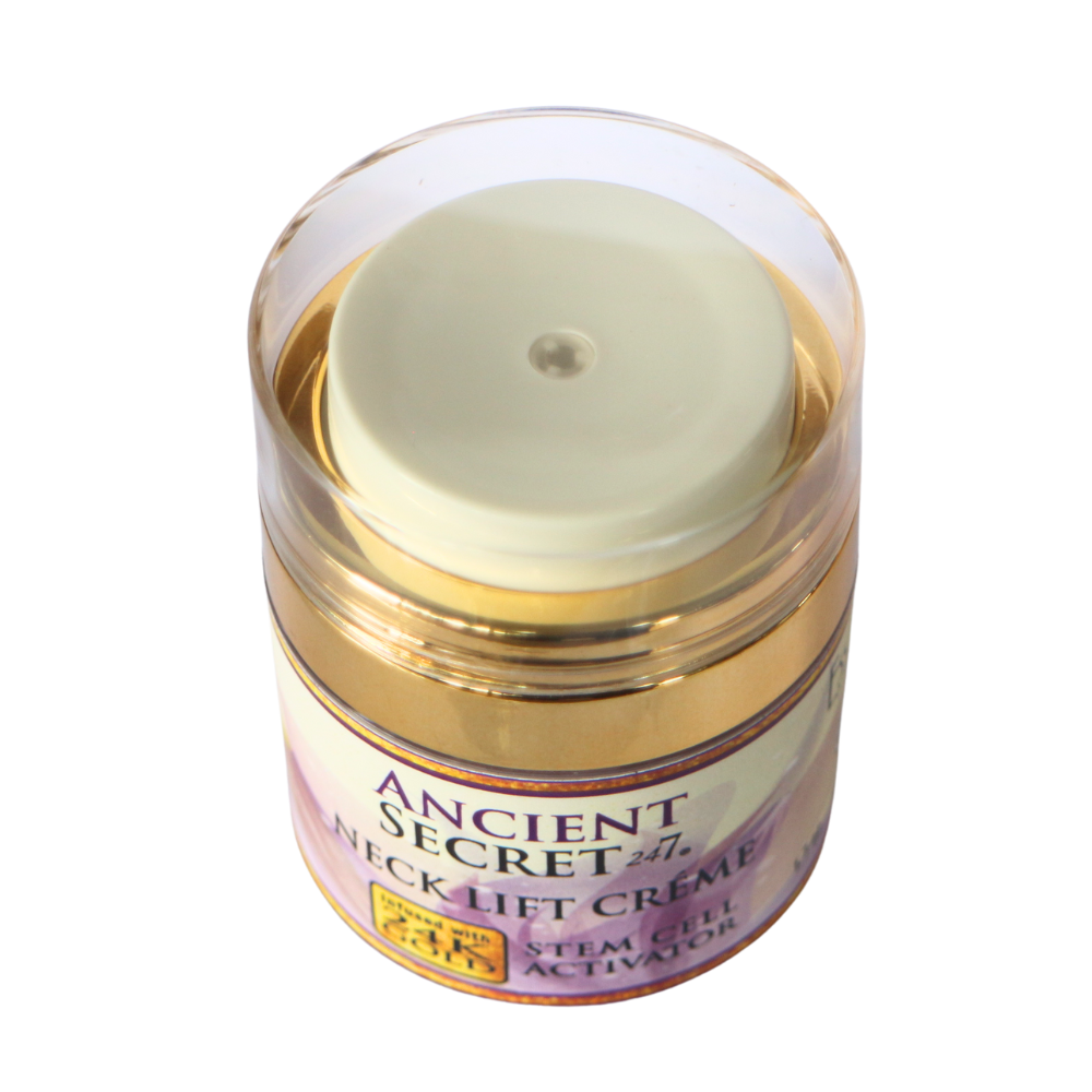 Ancient Secret 24/7 Organic Anti-Aging Neck Crème with Stem Cell Activator, 24 K Gold, Peptides.