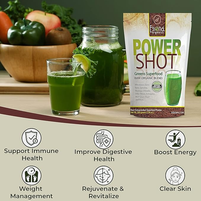 Many benefits of drinking Power Shot Greens Superfood Blend