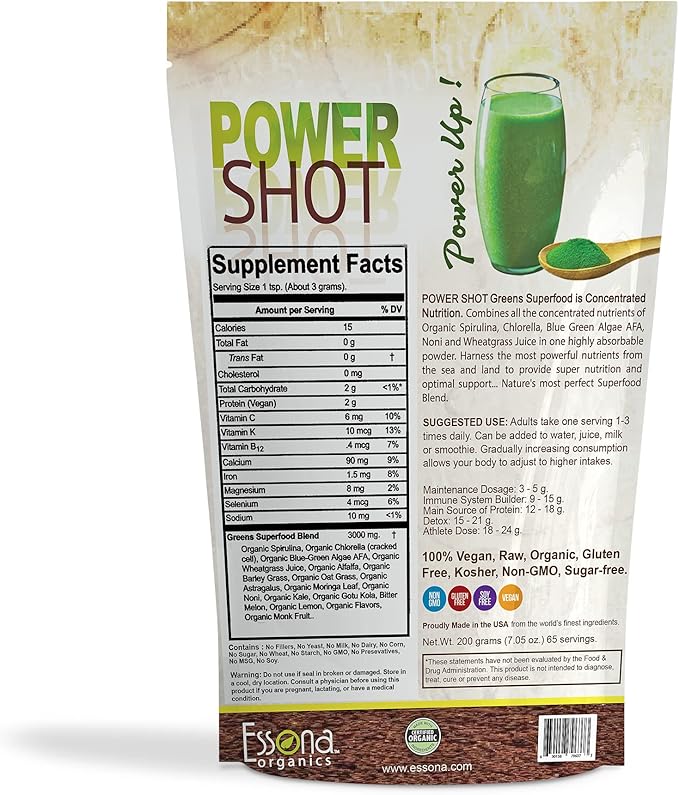 Power Shot back panel nutrition information