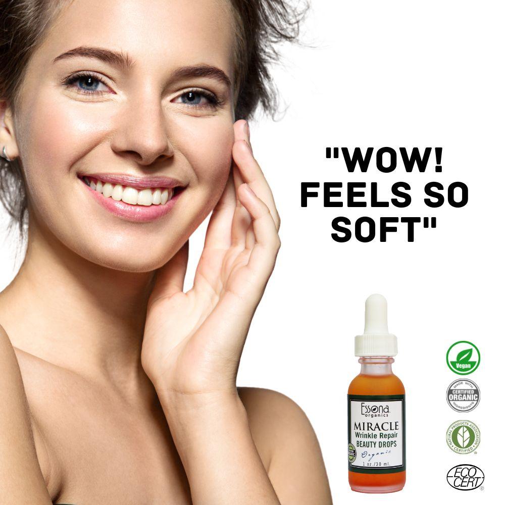 Miracle Wrinkle Repair Beauty Drops with Olive Squalane, Kalahari, Saffron, Herbal Extracts, Vitamins, CoQ10.