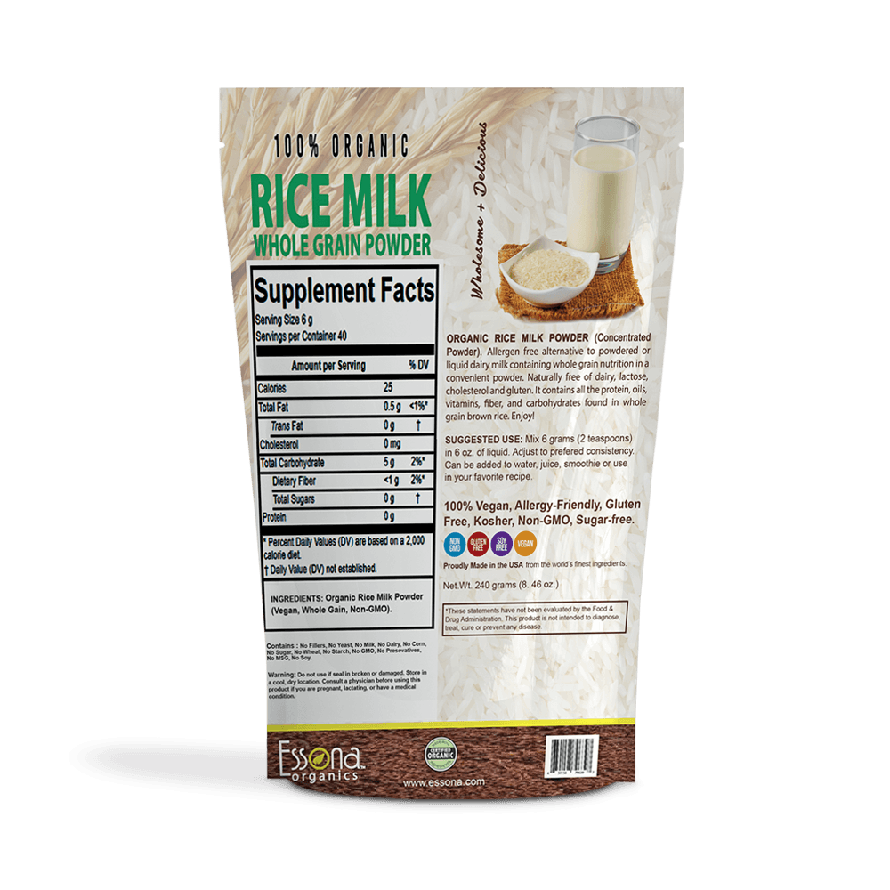 Organic Rice Milk Powder 100% Pure. Re-seal Pouch